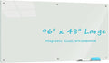 Large Glass Dry Erase Board, 96 x 48 Inches Magnetic Glass Whiteboard for Wall, 8' x 4' Frameless White Board for Office, Home, School