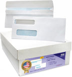NextDayLabels #9 Double Window Check Envelopes - 500 Pack Ready-Seal Security Tinted Envelopes for QuickBooks, Sage 100, Blackbaud Checks - Self-Sealing Laser-Compatible - Made in USA