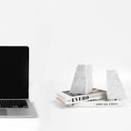 Faticdorr Luxury Marble Bookends for Shelves, 11LB Heavy Duty Marble Book Ends for Heavy Books, Stone Bookends Decorative, Polished, Carrara White Triangular, Set of 2