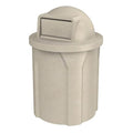 Campus Collection 42 Gallon Circle 100% Recycled Plastic Heavy Duty Indoor or Outdoor Commercial Trash Can with Push Open Dome Lid and Internal Liner | Great for Schools and Businesses - Beige Granite