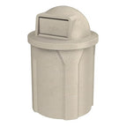 Campus Collection 42 Gallon Circle 100% Recycled Plastic Heavy Duty Indoor or Outdoor Commercial Trash Can with Push Open Dome Lid and Internal Liner | Great for Schools and Businesses - Beige Granite