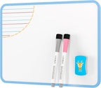 LOUKIN Small Dry Erase Lapboard, 9 x 12 Inch Double Sided (Ruled/Plain), Seamless Frame Design, Mini Magnetic Whiteboard Set, Great for Kids, Classroom and School (1 Eraser&2 Markers Included)