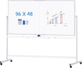 maxtek Rolling Whiteboard, 96x48 Large Double-Sided White Board Dry Erase on Wheels, Giant Magnetic White Board Standing for Office, School, Home Office, Homeschool