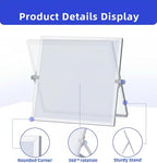 MXG 12x16 Inch Double Sided Magnetic Dry Erase Board, Portable Desk whiteboard with Stand, 360° Adjustable, Includes Whiteboard Markers, Eraser & Magnets, for Office, Home, Wall