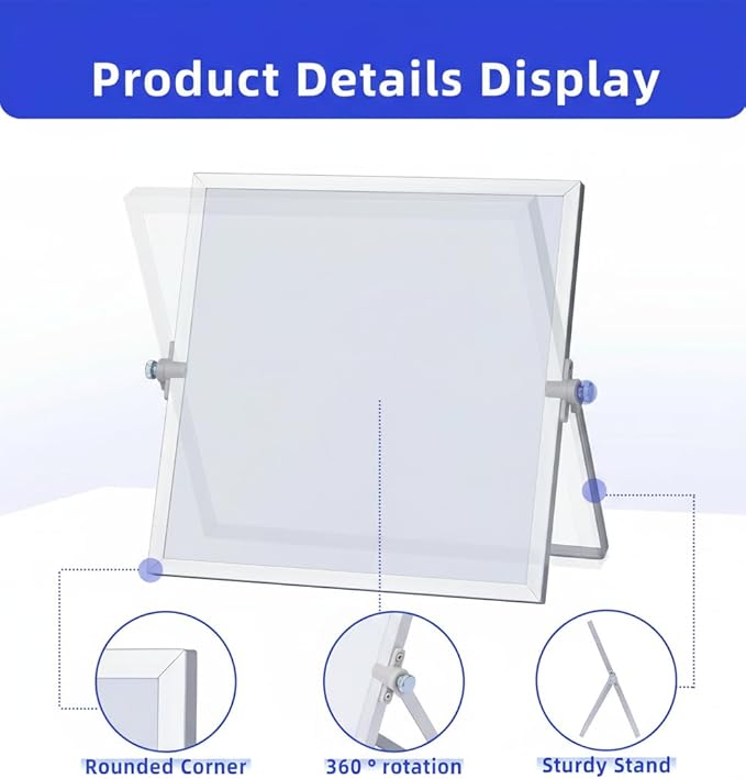 MXG Magnetic White Board Dry Erase, 10x14 Inch Double Sided Small Whiteboard with Stand, Includes 4 Markers, 4 Magnets & Eraser, Portable White Board for Desktop,Wall,Office,&Classroom