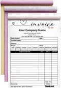 Custom Carbonless Sales Invoice Form Books for Small Business, Personalized NCR 3-Part Receipt Book with Carbon Copies, Cover Add Company Name, Address and Number Printed