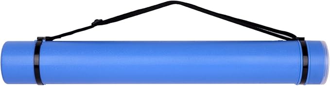TRANSON Durable Poster Storage Tube with Straps 24"-40" Extendable for Blueprints, Artwork, Maps, Posters Color Blue