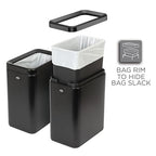 Clorox Slim Open Trash Can - 2.6 Gallon (10 Liter) Small Metal Waste Basket with Removable Bucket for Narrow Spaces - Stainless Steel Garbage Bin for Bathroom, Bedroom, or Office, Black