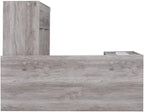 Pemberly Row L Shape Corner Storage Desk in Grey Driftwood, Letter/Legal File, 5 Bookshelves