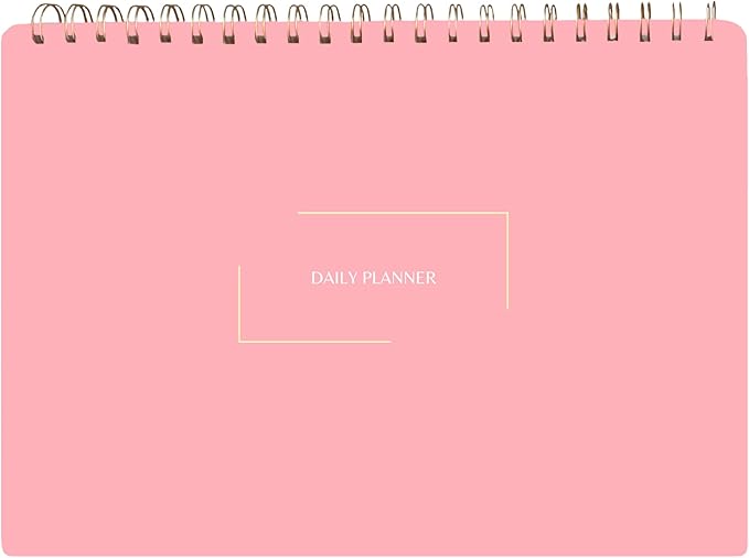 Merely Home Undated Daily Planner | 8.25” x 11.75” Work To-Do Notebook | ADHD Academic Organizer | Multi-Layout | Men and Women Planner | College Supplies | Pink | Landscape Layout