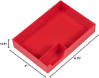 JAM PAPER Stackable Desktop Trays - Red - Office Desk Deluxe Set - 1 Top Tray, 2 Letter Trays, & 1 Pen Holder/Pack