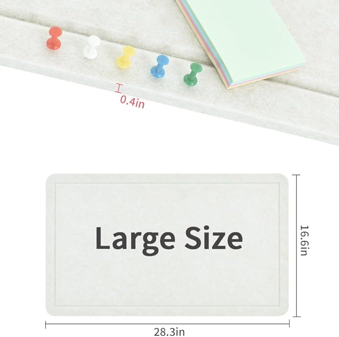 Vuzvuv Beige White 28"x16" Large Cork Board with 50 Push Pins & Sticky Notes, Self-Adhesive Bulletin Board for Wall, Felt Pin Vision Board for Paste Notes,Schedules Offices Home