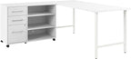 Bush Business Furniture Hustle 72W x 30D Computer Desk and Storage Cabinet with Drawers and Shelves in White/White, Modular Office Table for Home and Professional Workspace