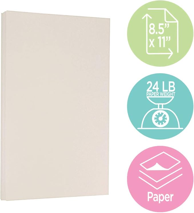 JAM PAPER Strathmore 24lb Paper - 90 gsm - 8.5 x 11 - Natural White Wove - 100 Sheets/Pack