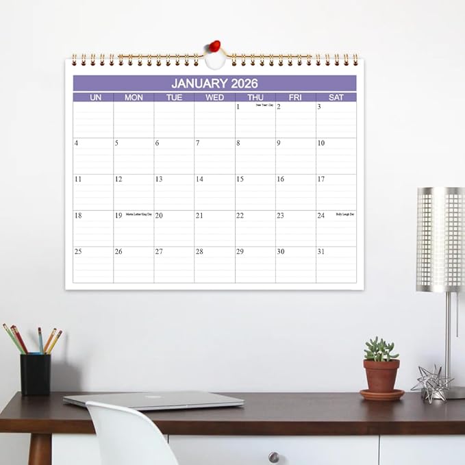 2026 Calendar- Wall Calendar 2026 Runs from January 2026 to June 2027-18 Months Calendar with Thick Paper for Planning and Organizing for Home or Office, 8.5 x 11 Inches, Purple