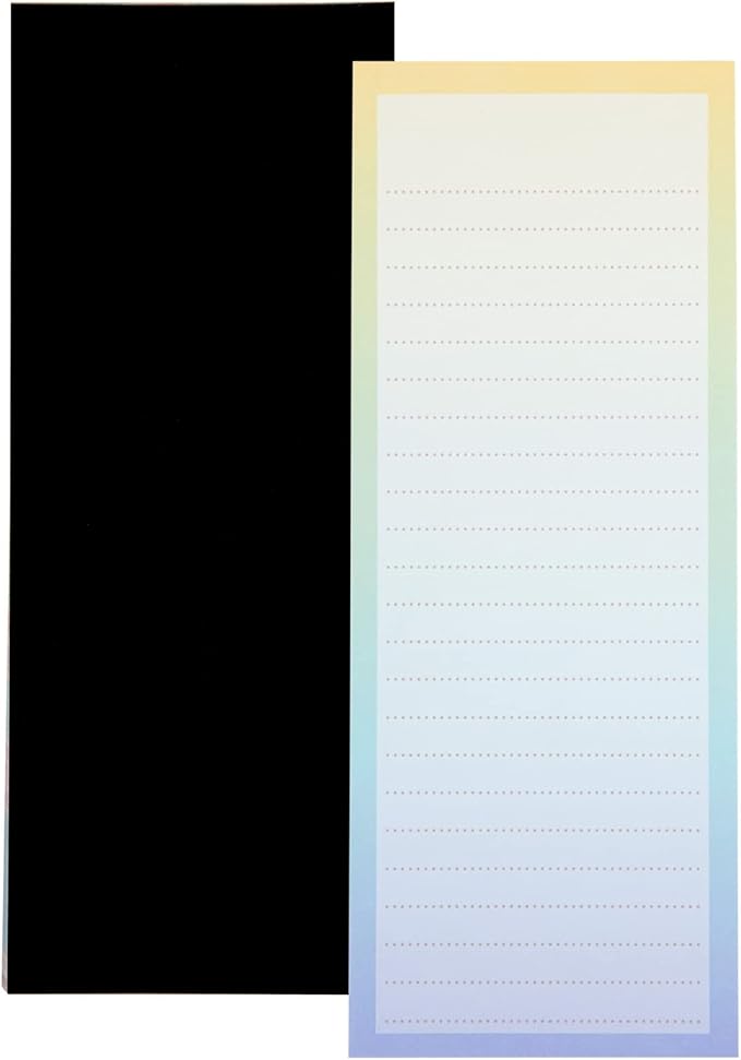 6 Pack Magnetic Notepads for Refrigerator, Grocery, Shopping, To Do Lists, 3.5x9 inch Pastel Rainbow Gradient Note Pads (60 Sheets Each)