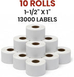1 1/2" × 1" Direct Thermal Printer Labels, 10 Rolls, 13,000 Matte White Thermal Barcode Labels with Strong Adhesive, Compatible with Zebra & Eltron Printers (No Ink or Toner Needed)