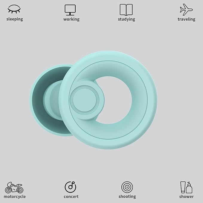 Jayine Ear Plugs for Noise Cancelling Ear Protection EarPlugs for Sleep,Concerts,Work,Study,8 Size Eartips with Small Box,Perfect -30dB Silicone Earplugs for Noise Reduction T-Blue