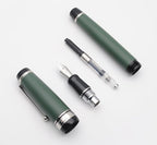 xixixiaozhu Metal Big Fountain Pen Set Medium Nib 0.7mm, Includes Ink Refill Converter, 5 Ink Cartridges & Gift Box (Medium Nib 0.7mm, Matte Green with Silvery Clip)