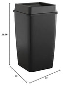 Krollen Industrial 50 Gallon Black Square Commercial Trash Can with Lid
