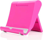 JUSDIQIR Cell Phone Stand for Desk Foldable Cell Phone Holder Desk Tablet Holder Mobile Phone Dock, Multi-Angle Universal Adjustable Tablet Dock Compatible with Most Cell Phones (Pink)