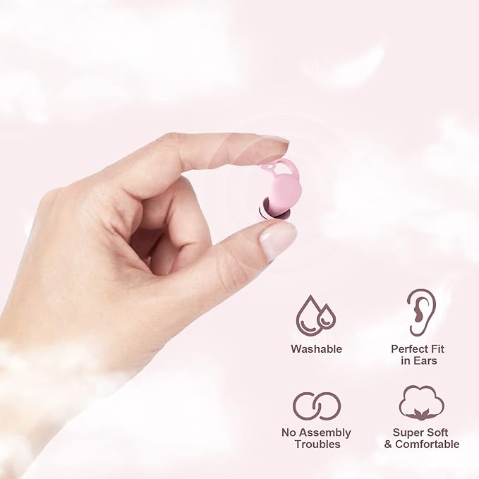 VANLON Ear Plugs for Noise Reduction, Reusable Sleeping Ear Plugs, 2Pairs Super Soft Fit Silicone Earplugs for Concerts, Sleep Snoring, Work, 33dB Noise Reduction Ear Plugs for Sound Blocking (Pink)