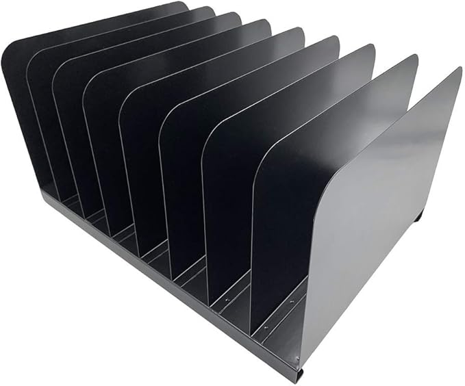 Huron Desktop File Binder Organizer Storage Vertical 8 Slot, Black Commercial Grade Steel