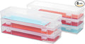 novelinks Stackable Plastic Clear Storage Box Containers with Latching Lid - Art Craft Supply Organizer Storage Containers for Pencil Box, Crayon, Beads, Jewelry (6 Pack Large -Clear)
