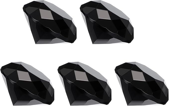 PATIKIL 5 Pcs Diamond Crystal Paperweight, 30mm / 1.18 Inch Crystal Paperweight Paper Weight for Home Office Desktop Table Decor Wedding Party Jewelry Ornaments, Black