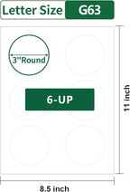 Gemsroyal 3 inch Round Labels Printable,Matte White Circle Labels for Printer,3" Large Printable Stickers,3" Blank Round Sticker Paper,40 Sheets,240 Circle Stickers,World Class Materials