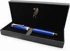 xixixiaozhu Metal Big Fountain Pen Set Medium Nib 0.7mm, Includes Ink Refill Converter, 5 Ink Cartridges & Gift Box (Medium Nib 0.7mm, Blue)