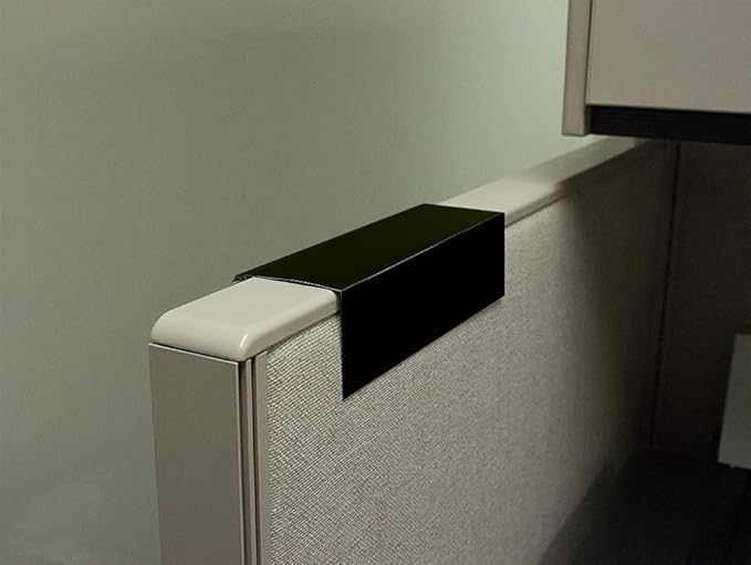 The Original Over the Cube – Quality Aluminum, Changeable Cubicle Nameplate Holder, Black Base, and Black Name Plate Holder, 8" x 2" (2.25" Cubicle Wall Depth) - Made in The USA