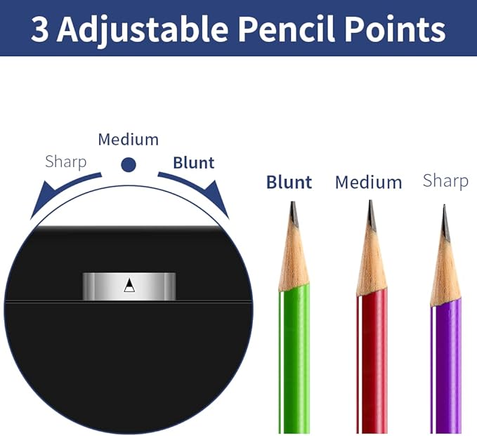 AFMAT Electric Pencil Sharpener, Heavy Duty Pencil Sharpeners for 6-8mm Colored Pencils, Fast Sharpen, 3 Sharpness Setting, 10,000+ Sharpenings for Classroom/School/Home/Teachers, PS106