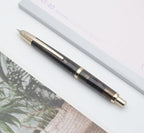 JINHAO 20 Press Fountain Pen, Retractable Capless Resin Pen with Ink Converter (EF Nib 0.4mm, Transparent Black - Gold Clip)
