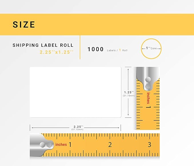HOUSELABELS 2.25" x 1.25" Address Labels on 1" Core in Polypropylene Compatible with Zebra and Rollo Printers, 4 Rolls / 1,000 Labels per Roll