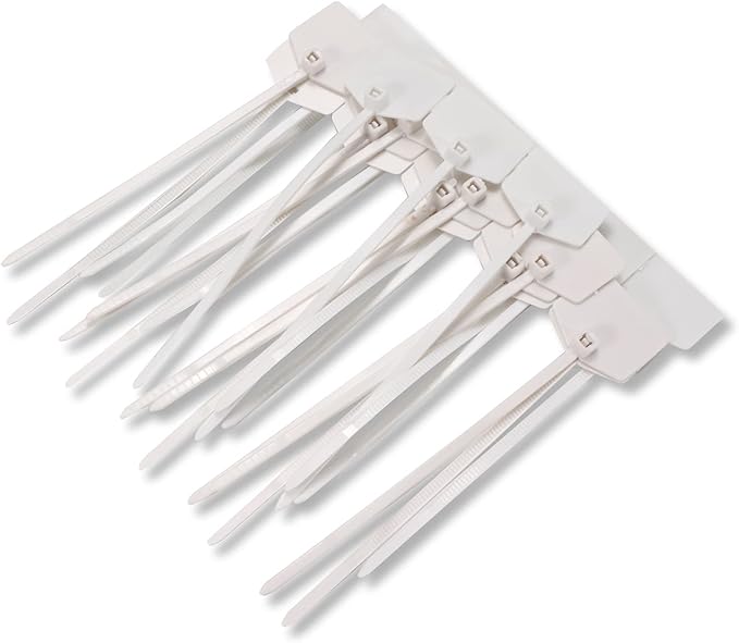 Waterproof Shipping Tags, Self Locking Nylon Writable Marker Ties Luggage Identification Tags, Plastic Straps Label Mark Tag, Seal Tags Zip Tie for Labeling 100pcs (White)