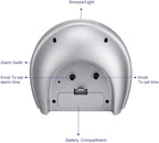 Tinload 5.5" Large Analog Alarm Clock Silent Non Ticking, Gentle Wake, Beep Sounds, Increasing Volume, Battery Operated Snooze and Manual Light, Easy Set,Silver(Best for Elder)