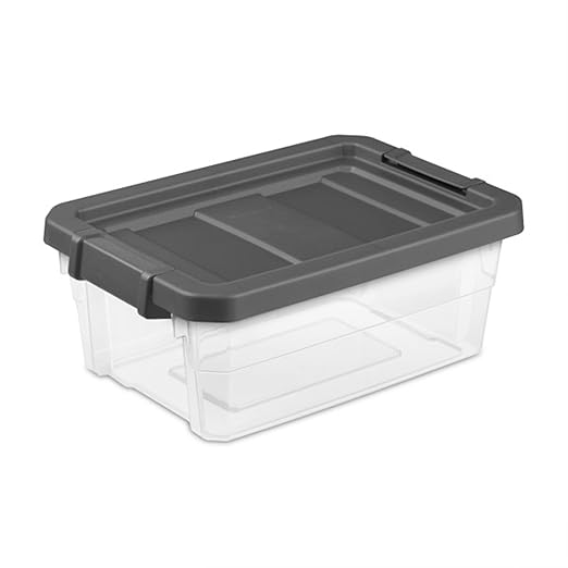 Sterilite 18-Pack Modular Stacker Box, Durable Clear Plastic Storage Bins with Latching Lids, 16 Quart - Stackable Organizing Container Boxes for Closet, Bathroom, and Office