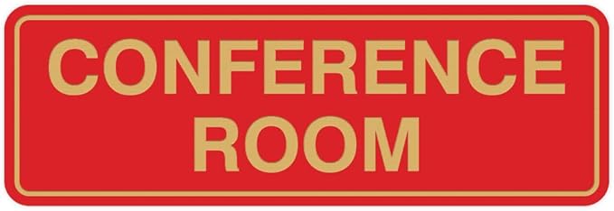 Standard Conference Room Sign - Red/Gold - Medium 5 Pack