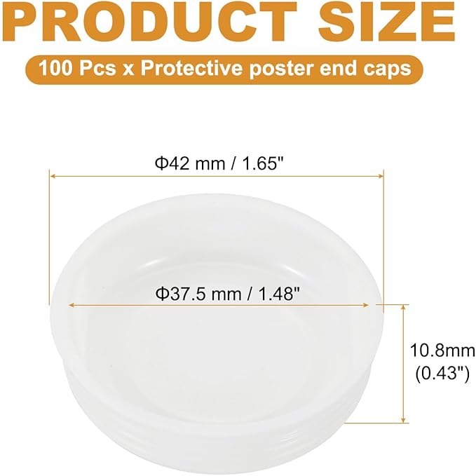 PATIKIL 100 Pcs Mailing Tube Plastic End Caps 1.5" ID PE Round Cardboard Shipping Tube Lids White Protective Poster End Caps for Paper Documents Artwork Storage