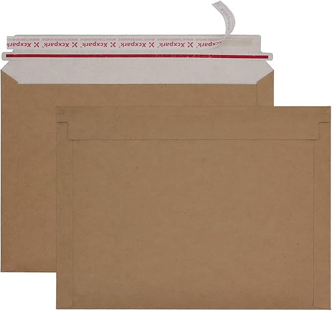 Xxcxpark 25 Pack Brown Kraft Rigid Mailers, 9.5x12.5 inches Self Seal Photo Document Mailers Premium Cardboard Keep Flat Envelopes for Photos, Pictures, Papers, Files, CD