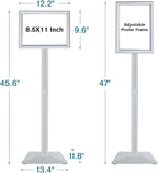 Golemas Sign Stand for Display, 11lbs Integrated Rod Heavy Duty Pedestal Floor Signage Stand Holder, for Outdoor or Indoor Advertising (8.5 x 11, Silver, 3Pack)