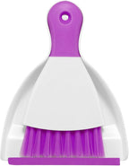 NACENA Mini Dustpan and Brush Set, Small Broom and Dustpan Set Dust Pan and Mini Hand Broom Dustpan and Broom Combo Compact for Home Table Keyboards Sofa Kitchen, Purple