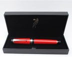 xixixiaozhu Metal Big Fountain Pen Set Medium Nib 0.7mm, Includes Ink Refill Converter, 5 Ink Cartridges & Gift Box (Medium Nib 0.7mm, Red with Silvery Clip)
