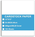 Cardstock Paper - Plain Heavy White Stock, Cover Stock Paper, 92lb(250 gsm) Cover Stock Paper, 12" x 12", 100 Sheets, Cardstock Paper for Printer, Resume, Scrapbooks, Art, Crafts, Business Cards
