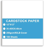 Cardstock Paper - Plain Heavy White Stock, Cover Stock Paper, 92lb(250 gsm) Cover Stock Paper, 12" x 12", 100 Sheets, Cardstock Paper for Printer, Resume, Scrapbooks, Art, Crafts, Business Cards