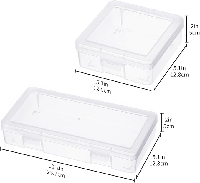 novelinks Stackable Plastic Clear Storage Box Containers with Latching Lid - Art Craft Supply Organizer Storage Containers for Pencil Box, Crayon, Beads (6 Pack Small + 6 Pack Medium -Clear)