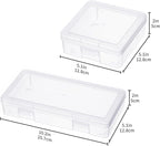 novelinks Stackable Plastic Clear Storage Box Containers with Latching Lid - Art Craft Supply Organizer Storage Containers for Pencil Box, Crayon, Beads (6 Pack Small + 6 Pack Medium -Clear)