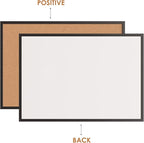 Board2by Cork Board Bulletin Board 36 x 48, Black Wood Framed 4x3 Corkboard, Office Board for Wall Cork, Large Wall Mounted Notice Pin Board with 18 Push Pins for School, Home & Office