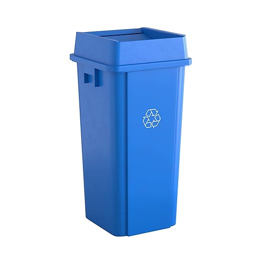 Krollen Industrial 23 Gallon Blue Square Commercial Trash Can with Lid